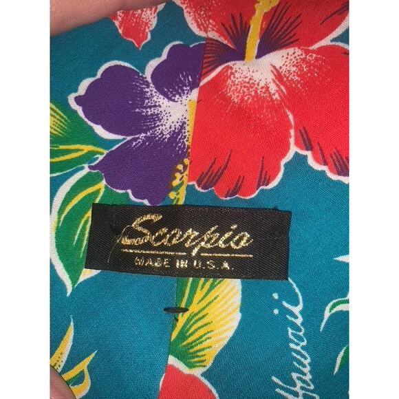 Scorpio Men's Hawaiian Floral Print Tie Multicolor Tropical Theme - Picture 4 of 6